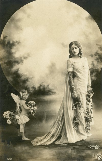 Woman and Little Girl with a Full Moon by French Photographer